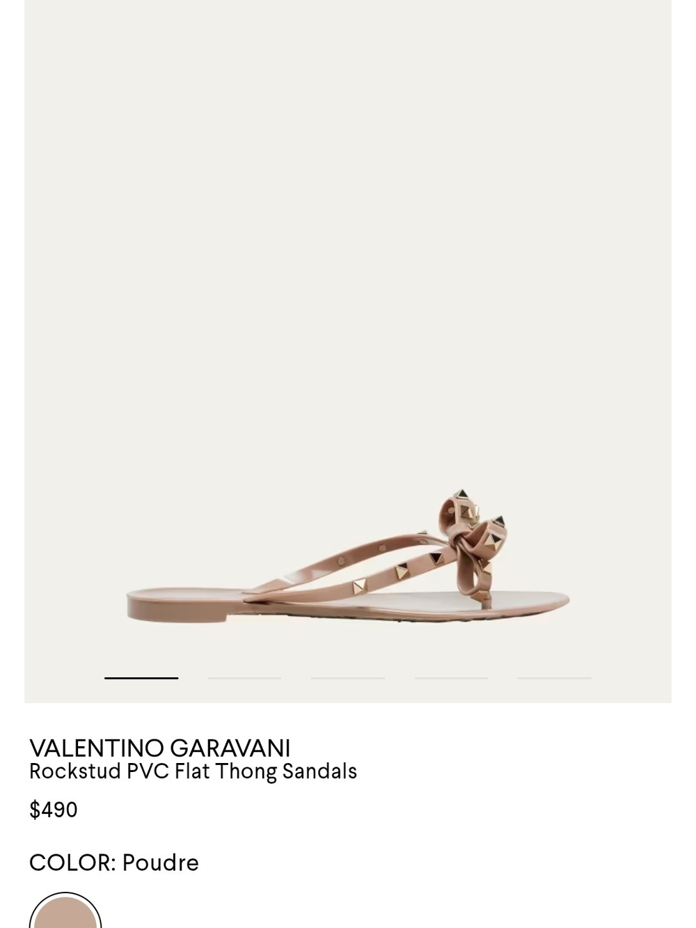 Valentino Garavani Beige Studded Bow Thong Sandals - Picture 2 of 11